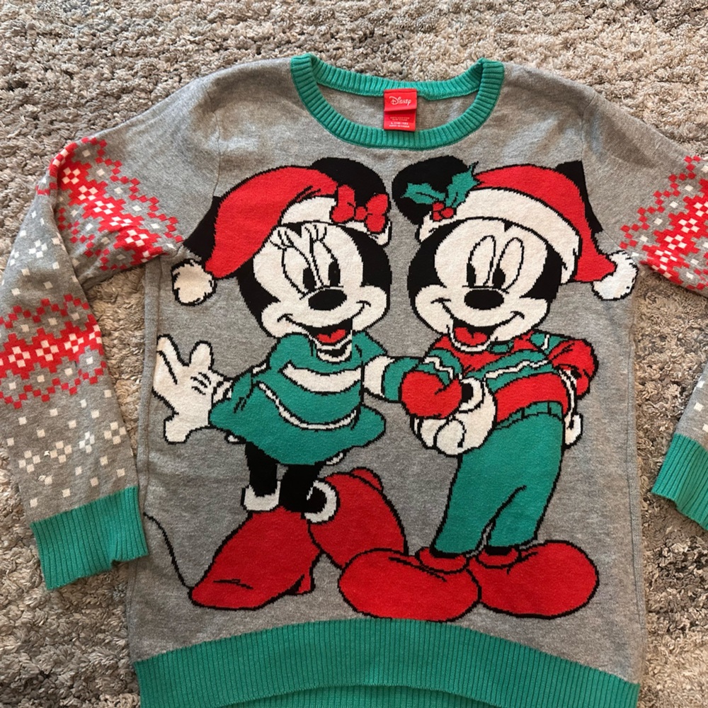 Disney Festive Mickey and Minnie Gray Sweater